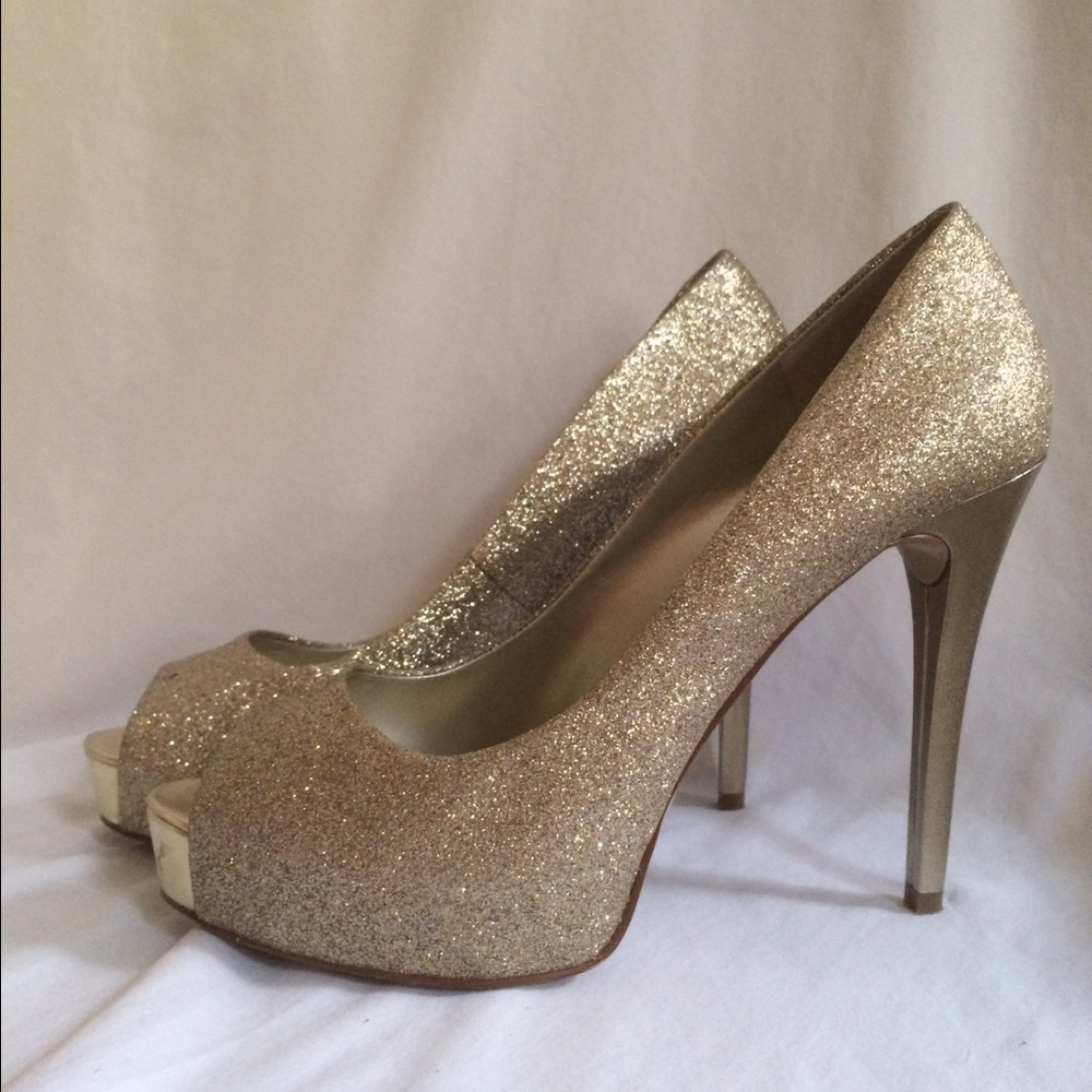 COPY - GUESS Gold Sparkle Heels
